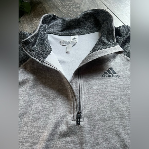 Adidas Climalite Training Long Sleeve Zipper Henley Top in Heathered Gray Size L - Picture 3 of 10